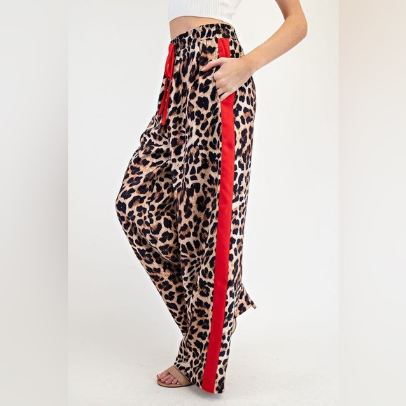 5️⃣⭐️ Rated Leopard Print Pants with Red Stripe - Picture 4 of 5
